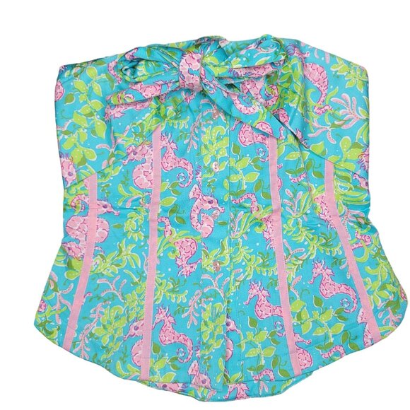 vintage Bamboo Trading Seahorse Print Halter Top tropical vacation bright small - Picture 6 of 6